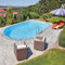 Well2wellness® Sunny Pool - Piscina Ovalada Relax 630 x 360 x 120 cm - Pared de Acero 0,6 mm, Cubierta Interior Azul 0,6 mm, Pasamanos de PVC Azul - Juego Completo