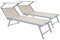 Set Da Due Lettini Prendisole Professionale Pieghevole In Alluminio Tettino Parasole Tettuccio Orientabile Sdraio Lettino Prendi Sole 182 x 60 x 38 cm Mare Spiaggia Piscina Giardino (Beige)