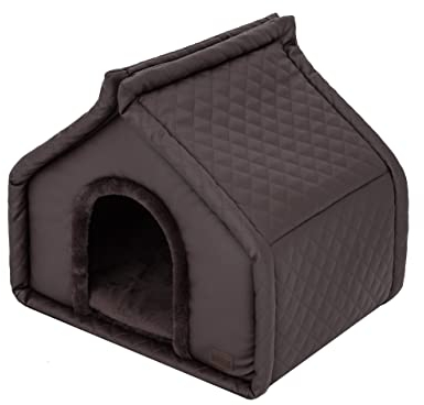 Hundehütte Katzenhütte Hundehöhle Katzenhöhle Hundehaus Katzenhaus Hütte Höhle Hundekissen Katzenkissen Haustierhütte Große R1-42 x 32 cm Braun
