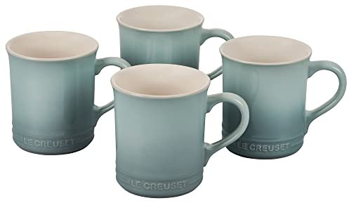 Le Creuset Stoneware Set of 4 Mugs, 14 oz. each, Sea Salt
