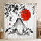 Vorhang Japanischer Stil Blickdicht Gardinen mit Ösen 3D Druck Berg Fuji Blickdichte Vorhänge Wärmeisolierend Tinte Vorhang verdunkelung Wohnzimmer Schlafzimmer 2 Stück 60x150 cm (BxH)