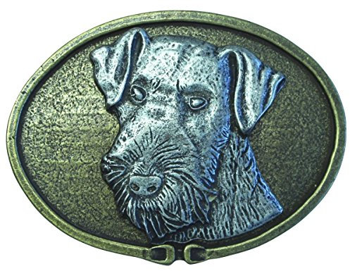 BELTINGER Gürtelschnalle Deutsch Drahthaar 4,0 cm | Buckle Wechselschließe Gürtelschließe 40mm Massiv | für Jagd-Outfit | bicolor g/s