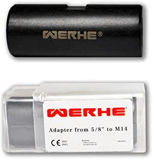 Adaptateur WERHE® filetage 5/8 vers M14 - pour malaxeurs et bétonnières - s'adapte à la tête de malaxage m14 et aux malaxeurs 5/8