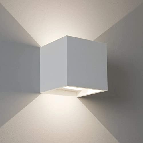 Partenopea® Applique in Gesso Bianco verniciabile Lampada da Parete per muro dal design moderno biemissione Up&down per Lampadine con Attacco G9 arredo casa locali bar ristoranti (Cubo)