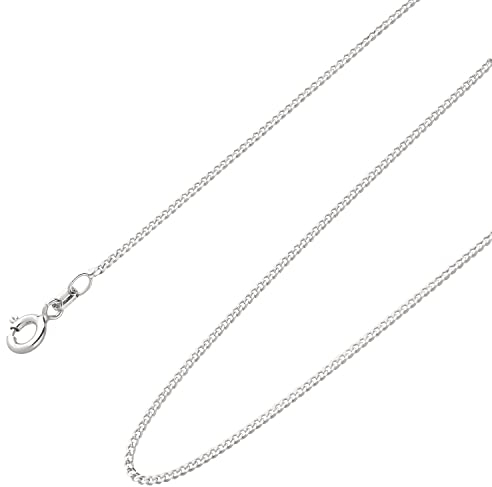 Ardeo Aurum Unisex Damen Herren Kette aus 375 Gold Weißgold Panzerkette Halskette 1,4 mm Breite und 50 cm Länge mit Federringverschluss