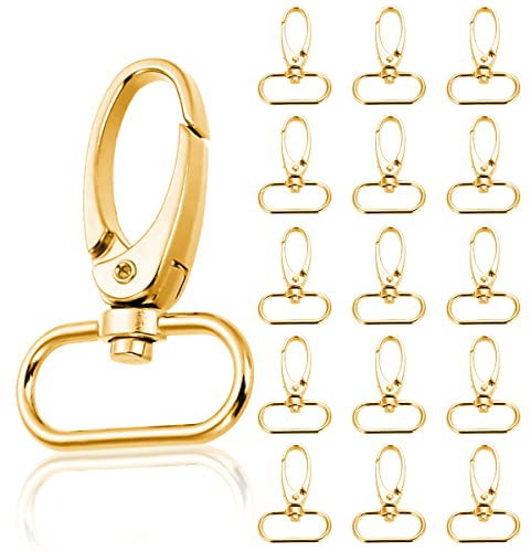 Lot de 30 porte-clés en D - Fermeture pivotante - Mousqueton et porte-clés - Fermoir pivotant à 360° - Pour cordon - Doré