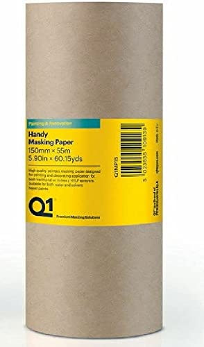 Q1 Handy Masking Paper Roll 55m - Multi Size Protective Sheets -Quality Paint Sealing (15cm x 55m)