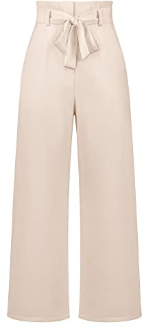 LIAOPUFUS Femme Tailleurs-Pantalons Fluide Pantalon Taille Haute Commuter avec Ceinture Large Casual Vêtement au Traivail Décontracté