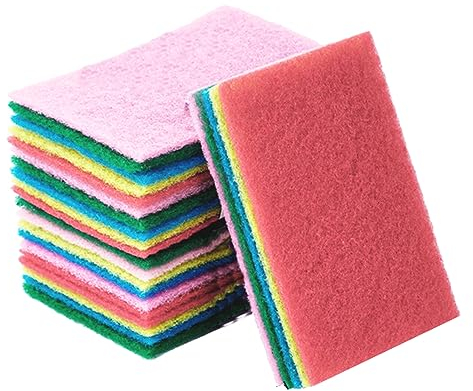 Floatdream 20 Piezas Esponja de Limpieza, Estropajo de Doble Cara, Esponja de Limpieza de Esmeril, para Limpiar la Cocina, el Fregadero y el Tazón (Color)