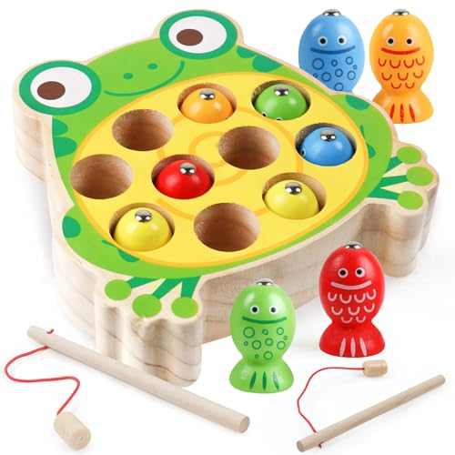 YIQOGAME Spielzeug Ab 3 4 5 Jahre,Holz Magnetisches Angelspielzeug Holzspielzeug Für Kinder Montessori Motorikspielzeug,Montessori Spielzeug Geschenk Für Junge Und Mädchen