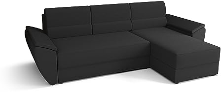 ALTDECOR Ecksofa mit Schlaffunktion und Bettkasten Corner Sofa Bett Eckcouch Couch L-Form Schlafcouch Ausziehbar Wohnlandschaft Schlafsofa Cauchsofa - REBL-L2-251x140x88cm Schwarz