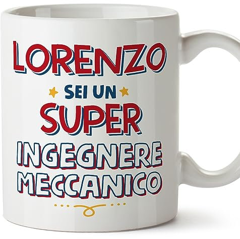 MUGFFINS Tazas Personalizadas para INGENIERO MECÁNICO hombre - En Italiano - Sei Super - 11 oz / 330 ml - Regalo Personalizable original y divertido