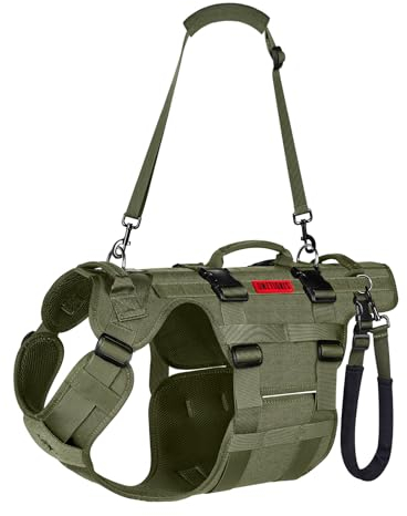 OneTigris Hundegeschirr, Invictus Hunde Tragehilfe für Mittelgroße Große, Einstellbar Gehhilfe für Hunde mit 3 Griffen für behinderte, verletzte oder ältere Grün S