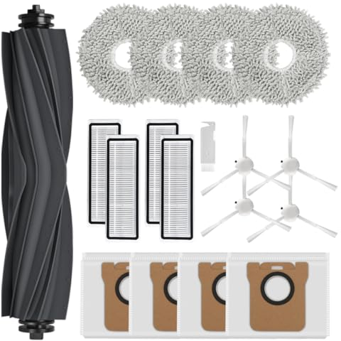 SpeHiate Zubehörset für Dreame L10s Ultra / L10 Ultra/ L10s Pro Gen2, Ersatzteil Kit für Xiaomi X20+/ X10+mit 1 Hauptbürste, 4 Staubbeutel, 4 Wischpads, 4 Hepa-Filter, 4 Seitenbürsten