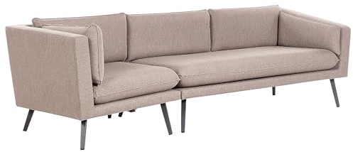 Modulares 3-Sitzer Garten Ecksofa beige link seitig Wohnlandschaft L-Form Modern Loretello