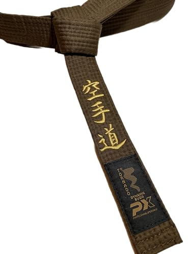 TEKKA BUDO Karategürtel braun - Bestickt - Karate Do - Schriftzeichen Bestickung Gold - Braungurt Kanji japanisch - Brauner Gürtel