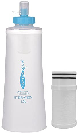 Botellas de agua filtradas plegables para viajes | Botellas de agua plegables de 1 litro para viaje con filtro - Botella plegable portátil, botella plegable para la habitación