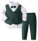 Volunboy Baby Anzug Jungen Anzugweste Hemd mit Fliege für Festlich Hochzeit Bekleidung Set 4tlg(Tiefgrün,18-24 Monate,Größe 90)