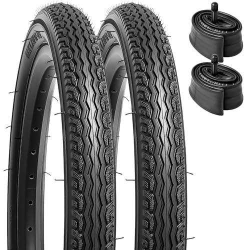 YunSCM 2er-Pack Faltbarer 16 Zoll Reifen 16x1.75 Mantel 47-305 und 2er-Pack 16 Zoll Schlauch 16X1.50/1.75 AV32mm Schrader Ventil kompatibel 16x1.75 Fahrradreifen und Schlauche