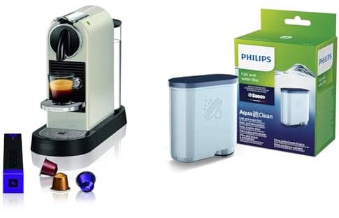 Nespresso De'Longhi EN167.W Citiz Kaffeekapselmaschine & Philips AquaClean Kalk- und Wasserfilter für Espressomaschine, Kein Entkalken bis 5000 Tassen, Doppelpack