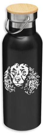 American Water Spanel Dog Breed Eco, Acero Inoxidable, Botella Aislada, Tapa de Bambú