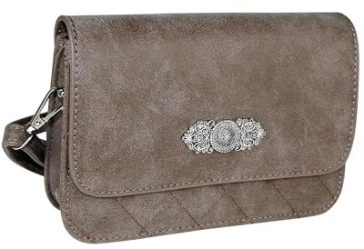 Gesteppte Handtasche Fabia mit Trachten Applikation | Dunkelbraun