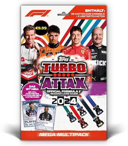 Topps Turbo Attax Formula 1 2024 - Mega Multipack - enthält 39 Turbo-Attax-Karten Plus 2 Limited Edition Karten.