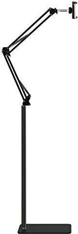 Tablet-Bodenständer, 360 ° drehbare Clips, Schwanenhals, höhenverstellbarer Arm, Handyständer, Telefonhalter, Halterung für 4-11-Zoll-Tablets/Telefone für Smartphones, Phablets, E-Reader und