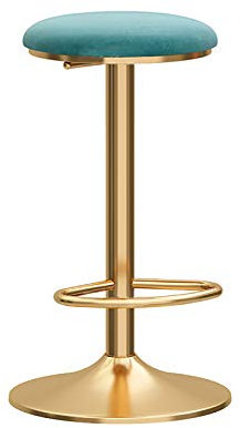 UIOPPOI Verstellbare Barhocker, Drehbare Barhocker für Küchen, Sitz aus Samt, Beine aus goldenem Metall, Höhenverstellbar 65–80 cm, Grün