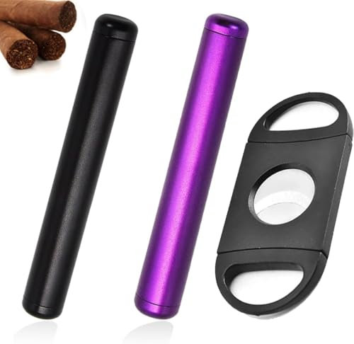 Bkemkri 2 Pezzi 110mm Tubo Portasigarette con Tagliasigari con Doppie Lame, Joint Case Inodore e Impermeabil, Contenitore Ermetico Tubi per Sigarette, Tobacco Doob Tube per Tutte Dimensioni dei Filtri