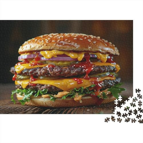 Hamburger 1000 Stück Puzzles Für Erwachsene Teenager Stress Abbauen Familien-Puzzlespiel Mit Poster in 1000-teiliges Puzzle Kinder Lernspiel Spielzeug Geschenk Puzzel 1000pcs (75x50cm)