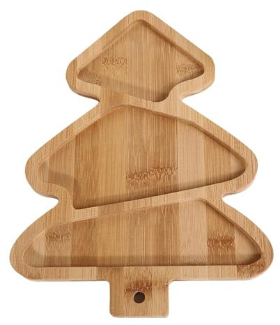 Tagliere per salumi natalizi - a forma di albero di Natale | Piatti per antipasti natalizi innovativi | Piatti da portata natalizi in legno, preziosi piatti per albero di Natale per torte con b