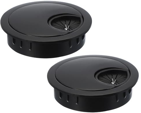 PATIKIL Cable Hole Cover, 2pcs 1.97inch/50mm Desk Wire Cord Cable Grommets Hole Cover for Office PC Desk Cable Organizer, Black