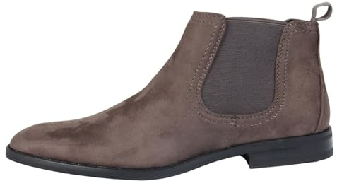 TruClothing Men's Boots Slip On Suede Leather Lined Chelsea Ankle Shoes - Grey 6 UK