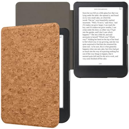 kwmobile Étui Compatible avec Kobo Clara BW/Colour - Étui à Rabat Magnétique pour Tablette en Liège Marron Clair