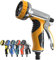 Hose Pipe Spray Gun, 9 Adjustable Patterns Garden Hose Spray Gun, Upgraded Garden Hose Nozzles & Spray Gun, Heavy Duty Metal Hose Spray Gun, Multi Hose Head, Garden Hose Nozzle (Orange Color)