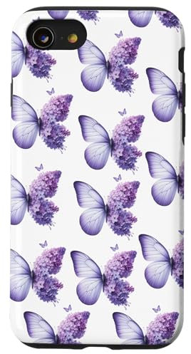 Custodia per iPhone SE (2020) / 7 / 8 Lilla Farfalla Lavanda Viola Fioritura Floreale Botanico