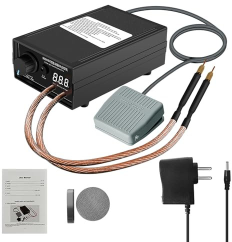 Saldatore a punti 8000W, portatile saldatore a punti regolabile per batterie 18650, mini saldatrice a punti 0,1-0,3 mm, 0-1200A,con schermo LCD,con foglio di nichel da 1M