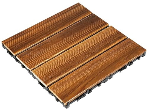 YDYAENIO Decking Tiles Interlocking Outdoor Wooden Flooring Wood Interlocking Deck Tile Wood Patio Floor Tile Balcony Tile