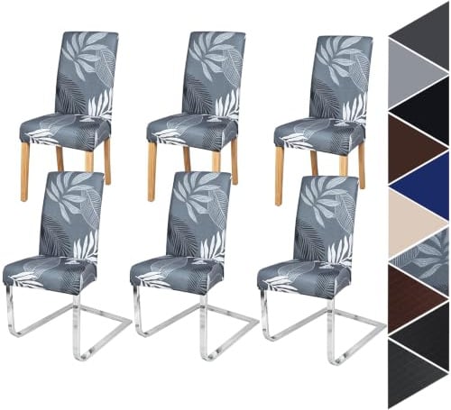 Hopelit Stretch Stuhlhussen Schwingstühle 6er Set, Kokosnussblätter | Stuhlbezug für Freischwinger Abnehmbarer Waschbarer Spandex, Universale Hussen für Stühle für Esszimmer Hotel Küche Hochzeit