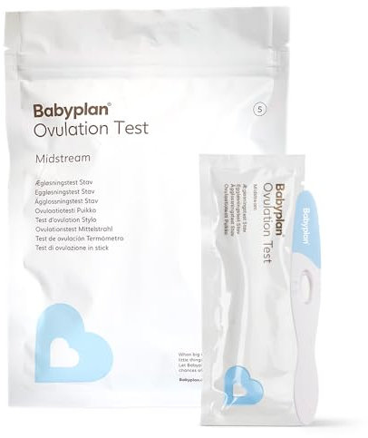 5 x Ovulation Tests Sticks Midstream, Identifies LH Hormone After Holding The Test Under Urine, Babyplan - Fertility Brand from Denmark