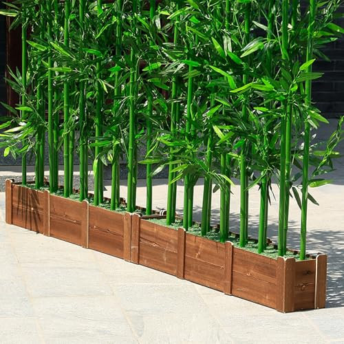 ZAQYCM Artificial Screening Plants Outdoor 2 1.8 1.5 1 M Tall, Fake Bamboo Plant Outdoor Privacy Screen with Pots, Commercial Ivy Panels Green Wall for Home Office(L 50cm (8 Pole),H 150cm)