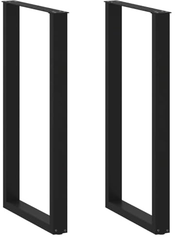 QUAHEAS Bartischbeine U-Form, 2er-Set Schwarz, 60x110-111 cm, pulverbeschichteter Stahl, Moderne Möbelbeine, verstellbare Nivellierfüße für Stehtische