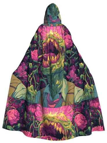WHJSHOP Piranha-Pflanzenmuster Halloween Kapuzenumhang für Erwachsene ist ein super großer, bequemer und langlebiger Umhang