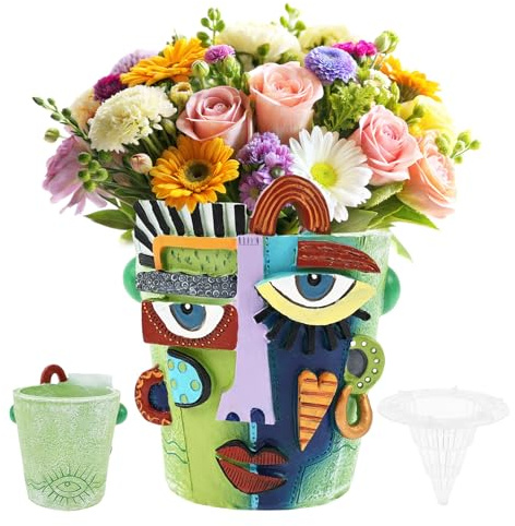 Bpyhebe Abstract Face Planter Pots, Picasso Flower Pots, Unique Head Planter with Drainage Hole for Indoor Plants and Succulents, Funny 3D Art Vase for Home Decor(B)