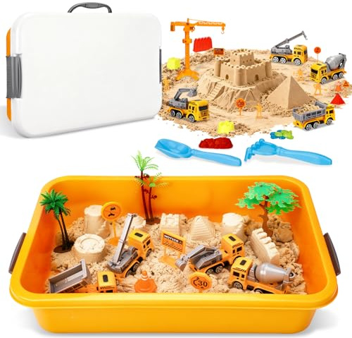 WUSUPU Arena Juguetes Mágica para Niños, Arena Juguete con 1 KG Sand,Moldes de Arenas,Vehículo de Construcción,Arenas para Arenero Infantil para Niños de 3 a 8 Años