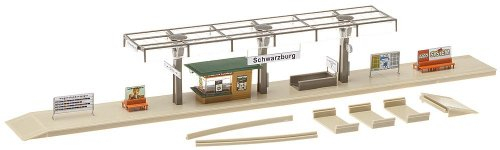 FALLER 120188 - Bahnsteig mit Kiosk, 53 mm, grün