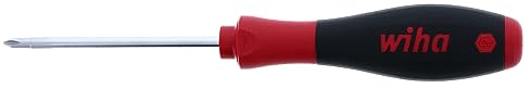Wiha Schraubendreher SoftFinish® Phillips mit Rundklinge PH1 x 80 mm ergonomischer Griff für kraftvolles Drehen, Allrounder für Industrie und Handwerk