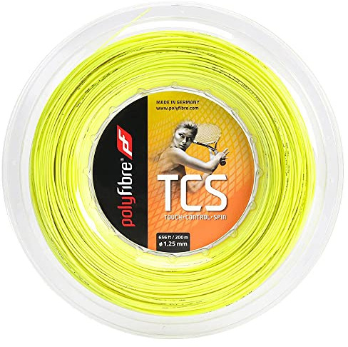Polyfibre Unisex – Erwachsene TCS 200m Neonyellow 1,25 mm Tennis-Saite, gelb