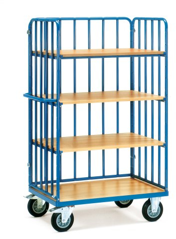 Fetra Transportgeräte mtpif3121 F 503 Wagen mit Tablett, 2 Seitenteile mit Gitter Design, 4 Einlegeböden, 92 kg Gewicht, 1000 mm x 700 mm Plattform
